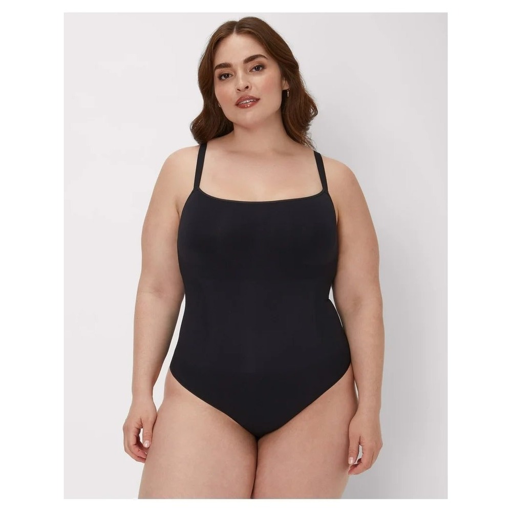 Maidenform Women's 3XL Bodysuit Black Seamless Thong Firm Control NEW